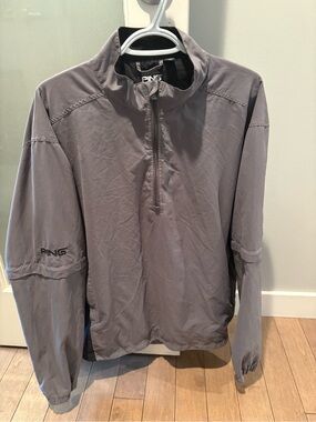 PING Men's Gray Half-Zip Windbreaker Pullover